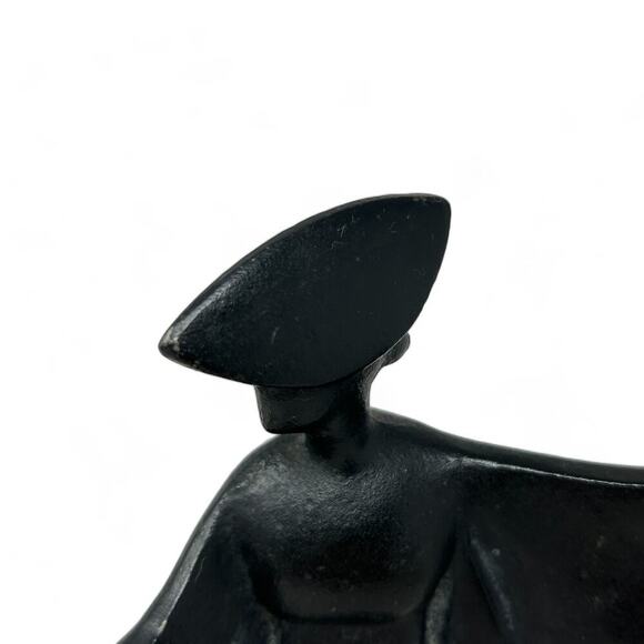 Vintage Cast Iron Geisha Figurine (7" H) MCM Mid Century Modern Statue Decor - Picture 12 of 12